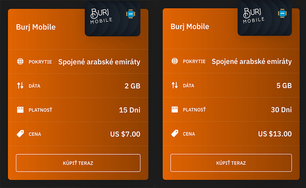 Mobilné dáta v Dubaji