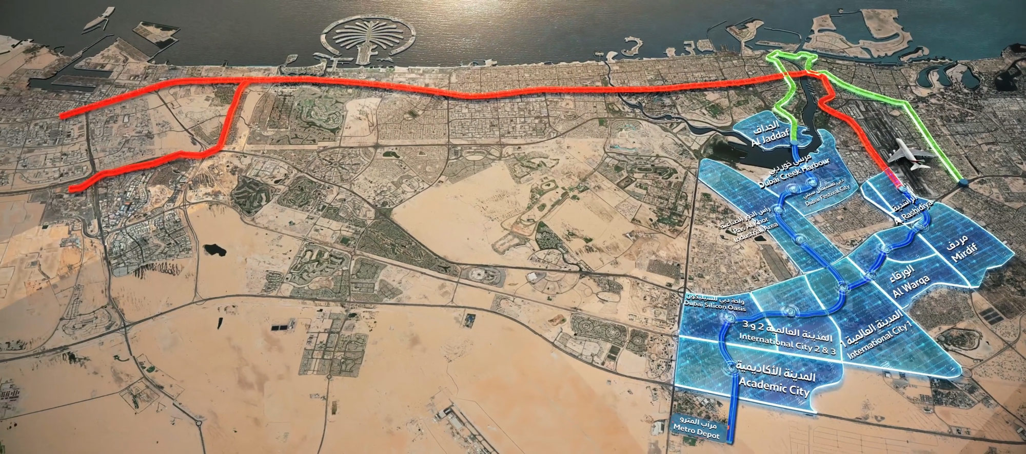 Trasa modrej linky metra v Dubaji