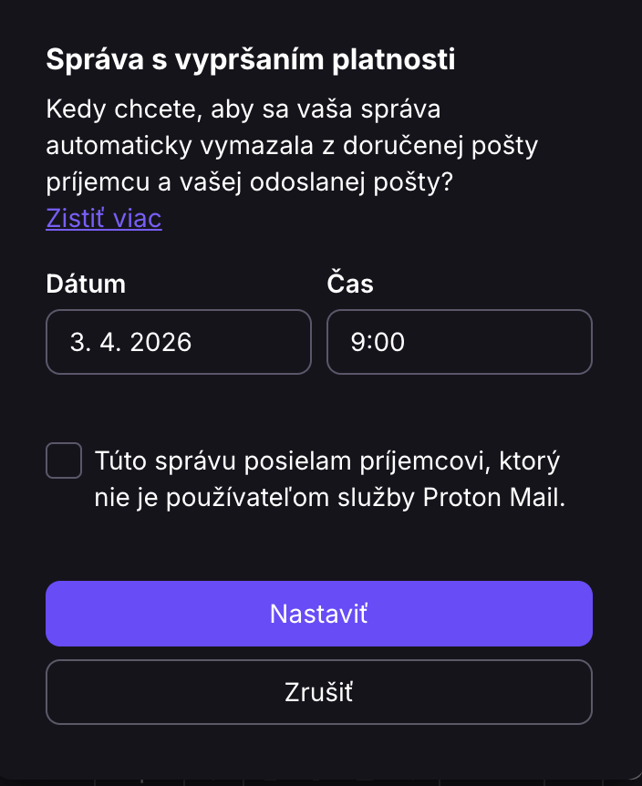 Správa s vypršaním platnosti